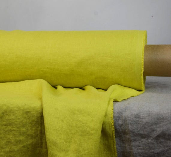 Vibrant Linen Fabric - "Gloria Chartreuse", Soft & Densely Woven, 200gsm (5.9oz), Beautiful Yellow-Green Tone, Ready to Sew, IN STOCK!