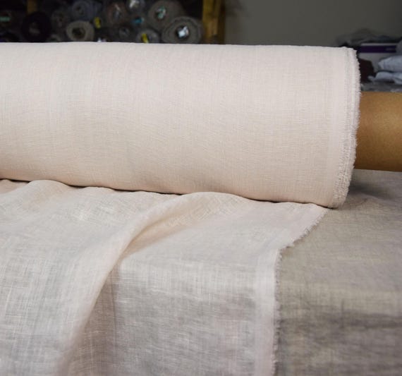 Lightweight Linen "Serena Ivory", Semi-Sheer 95gsm (2.8oz), Creamy, Pinkish Pale Off-White Color, Soft, Delicate, Premium Quality, IN STOCK!