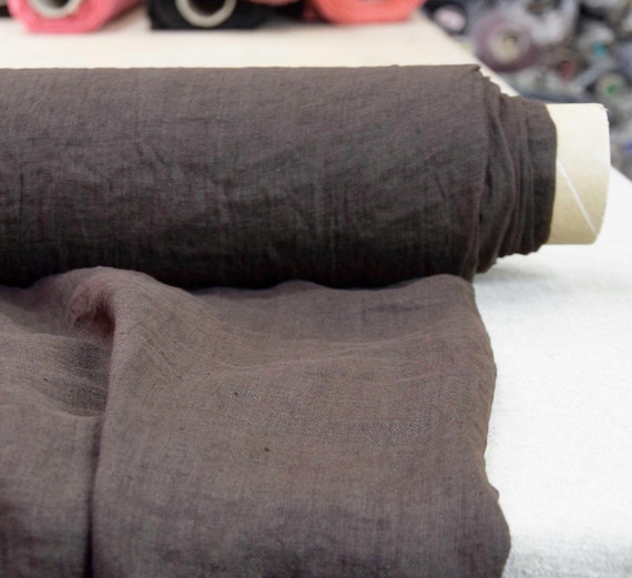 Lightweight Linen Fabric - Serena Brunette Brown, Semi-Sheer 95gsm (3.4oz), 100% Pure, Soft, Perfect for Breezy Garments! Ready to Ship!