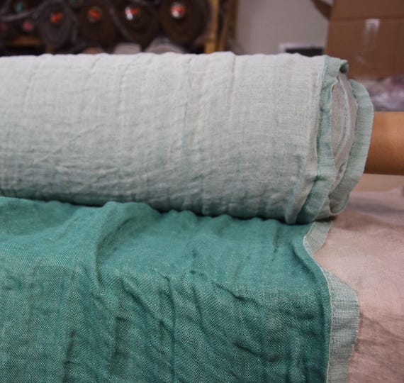 Linen Fabric - Vita Florida Green, 230gsm (6.8oz), Pure linen 100%, Double-Faced, Softened, Washed, Lush Green, Ready to Sew! IN STOCK!