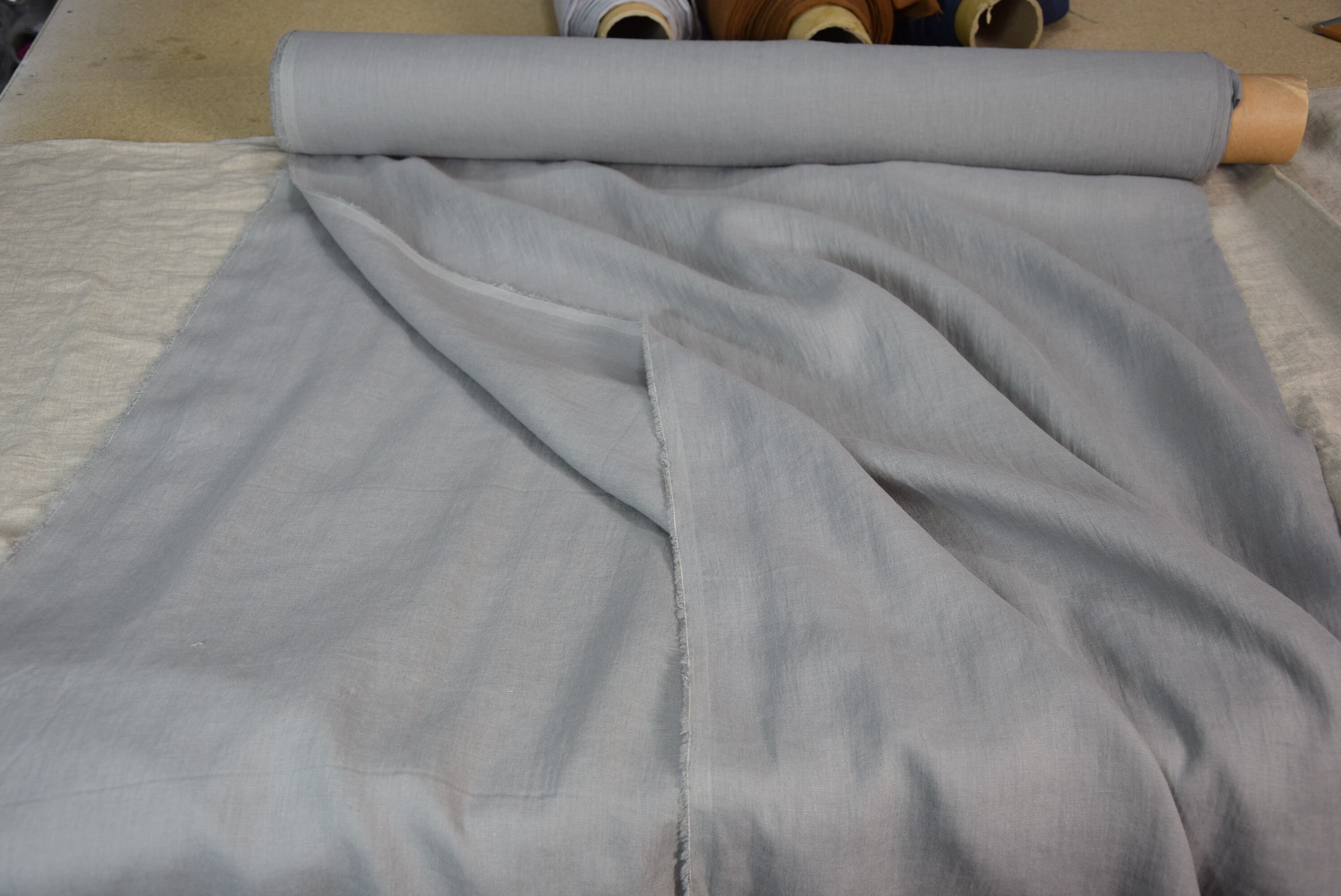 Softened Linen Wool Blend Fabric, Medium Weight Light Gray Linen Wool Fabric,  210 GSM, Washed Linen Fabric by the Yard, Linen by the Meter 