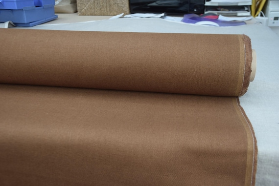 Pure linen fabric Prana Warm Camel Brown. Heavyweight 380gsm/11.20oz. Dense, Tightly Woven Canvas for Upholstery, Home Decor. By the Yard.