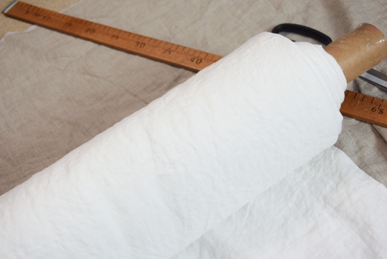 IN STOCK. Pure 100% linen fabric Gloria Off-White 200gsm6oz/yd2. Medium weight, densely woven, washed, softened. image 2