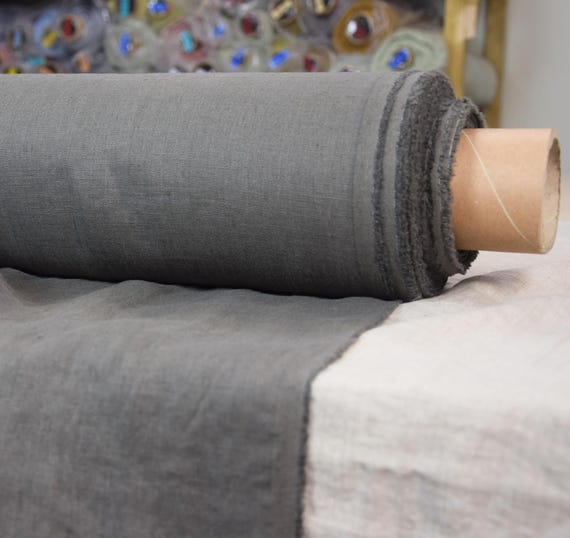 Pure 100% linen fabric "Gloria Incence Stick" 200gsm(6oz/yd2). Warm gray-brown, taupe. Tightly Densely Woven, Linen in Bolts, WHOLESALE.