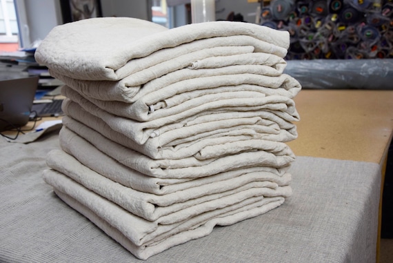 REMNANTS SALE!!! 100% linen fabric Julia Egg Shell 210gsm(6.20 oz/yd2). Very pale delicate pinkish-grayish off-white. Naturally creased.