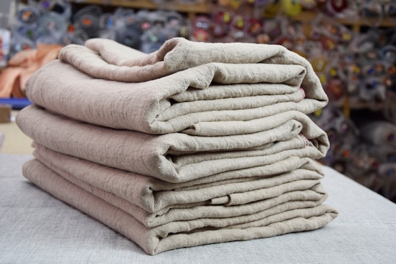 Temporarily OUT OF STOCK. 100% linen fabric Julia Sesame 210gsm(6.20 oz/yd2). Pantone 15-1215 color light brownish/dark beige/greige.