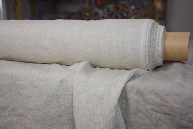 Pre-washed Pure linen fabric Aura Beige Melange 125gsm softened. Pale gray melange made from white and not dyed flax