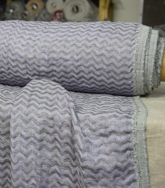 Beautiful Hazy Lilac Linen Fabric - Delta Chevron, 100% Pure, 140gsm (4.15oz), Softened, Pre-shrunk, Naturally Textured! IN STOCK!
