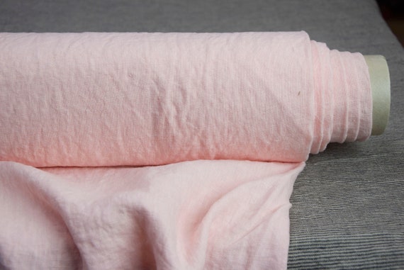 Temporarily OUT OF STOCK. Pure 100% linen fabric Gloria Pearl Blush 200gr/m2 (6oz/yd2). Pantone 12-1207, deep pink with a pearly hue.