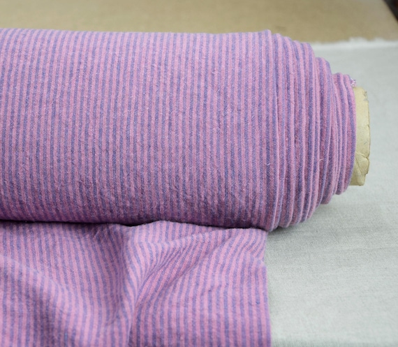 Linen Fabric "Elba Pink & Blue Candy Stripe", 200gsm, Premium Quality, Creased Soft Washed, OOAK Pure Linen from Linengraphy, IN STOCK!
