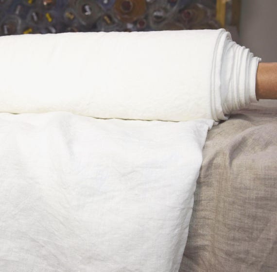 Pure Linen Fabric Augusta Off-White, 150gsm (4.5oz), High Quality, Washed Softened, for Sewing Light Summer Clothes. By the Yard or Meter.