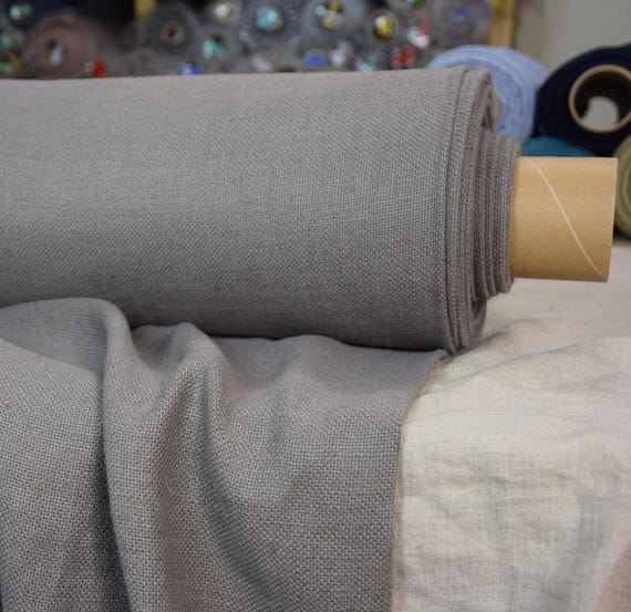 Fabric Pure Linen - "Mira Sparrow Gray", Thick & Soft 370gsm, Elegant Heavyweight , Luxurious Washed Canvas, Nice Warm Undertones, IN STOCK!