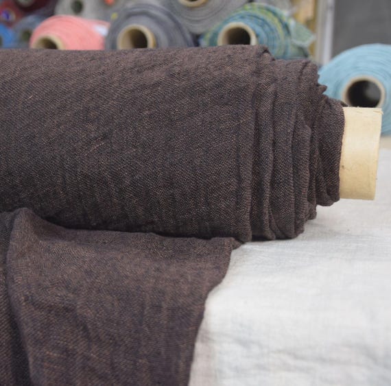 Linen Fabric "Pura" Blackened Brown Melange Gauze, Thin Semi-Sheer, Soft Washed, 100% Linen 110gsm, Beautiful Drape, High Quality, IN STOCK!