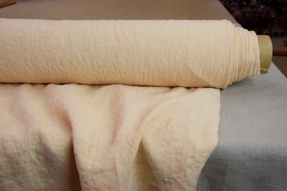 Pure 100% linen fabric Gloria Pastel Rose Tan 200gr/m2 (6oz/yd2) Pantone 12-1007 Butterly brownish-pinkish-yellow. Temporarily OUT OF STOCK.