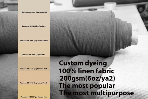 CUSTOM DYEING 100% linen fabric 200gsm (6oz/yd2) - the most popular. Pantone chamomile banana melon yellow vanilla sunlight pallette No 20.