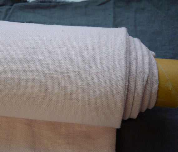 100% Linen Fabric "Mira Mauve Morn" 390gsm (11.5oz/yd2). Heavy, thick, extra soft, drapy, smooth. Pale pink, pinkish softened. IN STOCK.