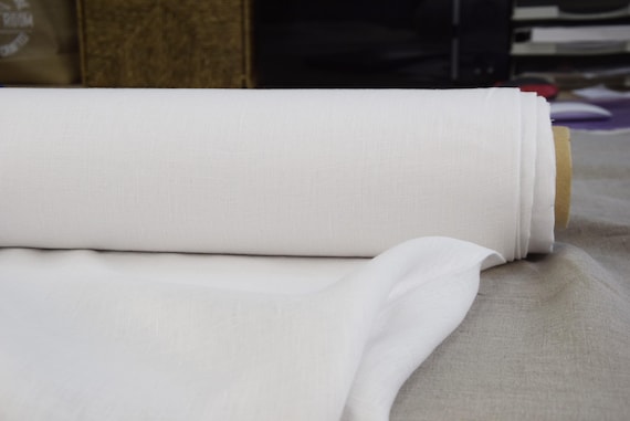 Pure 100% Linen Fabric Gloria Frosted Pearl. Medium weight 200gsm/6oz. Almost White. Eco friendly, For Sewing Apparel. By the Yard.