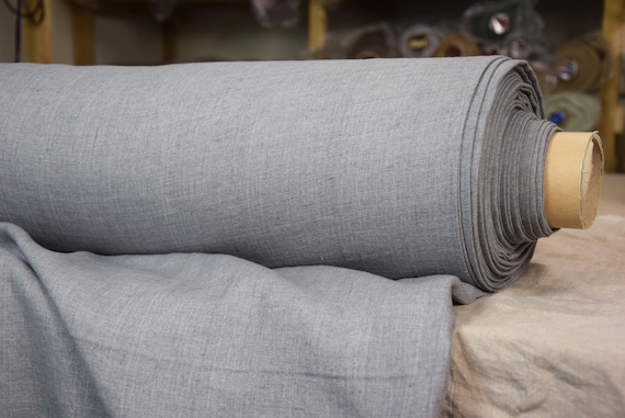Luxurious Linen Fabric "Margarita Gray Chambray" Melange, Natural, Strong, Durable, Medium weight 200gsm (5.9oz), Breathable, IN STOCK!