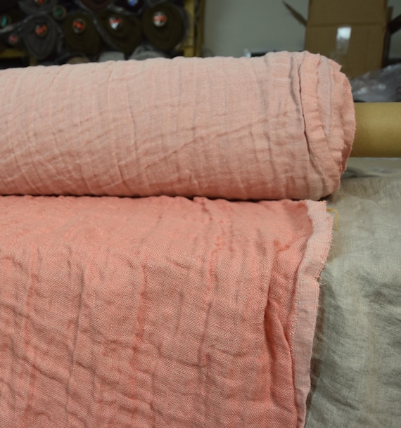Linen Fabric - Vita Flamingo Pink, Double-Faced 230gsm (6.8oz), Warm Rose Color, Softened & Washed, Beautiful, Versatile! IN STOCK!