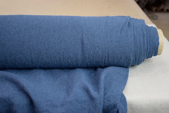 Fabric "Charlotte Blue Lurex" 185gsm. Pure Linen with Subtle Elegant Silver Lurex. Preshrunk Washed, Soft Drapy. Sparkle Material. IN STOCK.