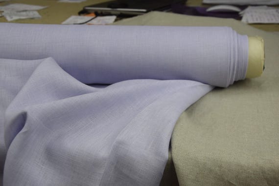 Pure 100% Linen Fabric Aura Moonlight Lavender, Thin & Lightweight 125gsm (3.7oz/yd2), Very Light Pastel Purple. By the Yard.