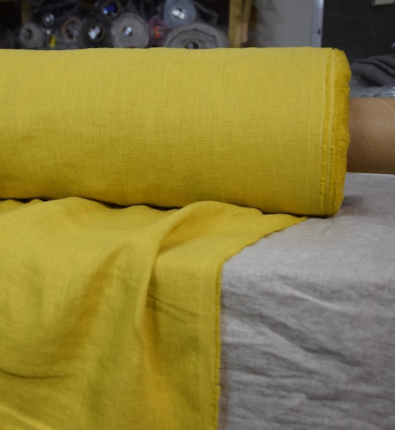 Linen Fabric Wholesale - "Gloria Delicious Yellow", 200gsm (6oz/ya2), Tightly Woven, Soft, Washed, Vivid, Bright, Golden, Premium Quality.