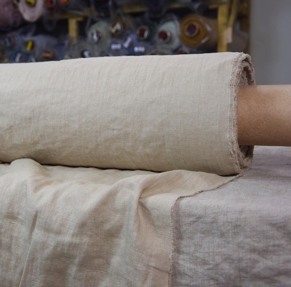 Linen Fabric "Gloria Beige", Soft & Dense Weave, Medium Weight 200gsm (5.9oz), Beautiful, High-Quality Perfect for Garments! IN STOCK!