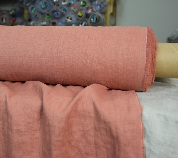 Linen Fabric - "Gloria Bouquet Rose", Pre-washed Linen, Sophisticated Soft 200gsm (6oz), Nice Natural Plain Tightly Woven Texture, IN STOCK!