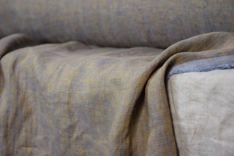 Washed-softened. copperblue colors Melange Pure 100/% linen fabric Margarita Blue Copper 190gsm