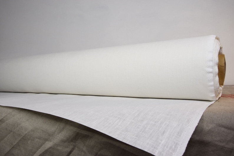UV protected Pure linen fabric Luna Stiff-Tex Stark White 350gsm For window rollers and blinds Stiff-Tex finishing.