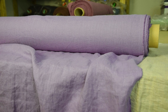 Pure 100% linen fabric "Gloria Oriental Iris" 200gsm (6oz/yd2). Light but deep purple. Mid-weight, plainly woven, preshrunk. WHOLESALE.
