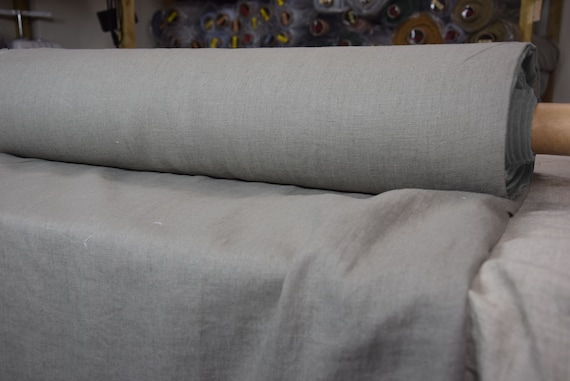 100% linen fabric "Nata Neutral Gray" 250gsm. Achromatic simply grey.  Medium darkness. Quite heavy, washed-softened, dense. IN STOCK.
