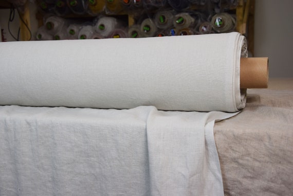 Temporarily OUT OF STOCK. Pure 100% linen fabric Luna Passive Gray 290gsm. Pale shade of cool gray/grey color. Washed-softened.