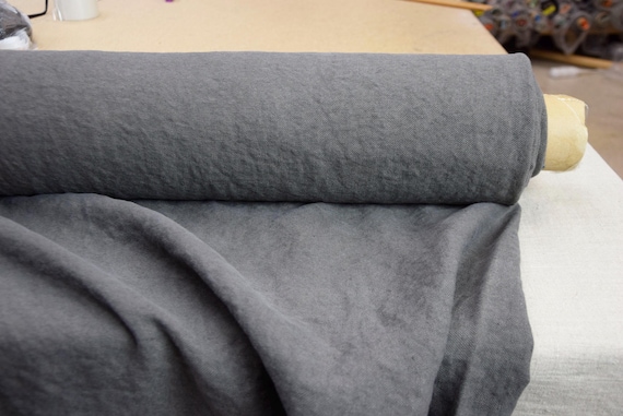 100% linen fabric "Udana Mushroom Gray" 400gsm Pre-shrunk. Eco-friendly heavy thick material for upholstery. IN STOCK.