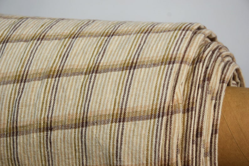 Softened-washed Beige-brown colors The last piece 1.90x1.45m Pure 100/% linen fabric Montana Windowpane Checks Beige 235gsm 75x57!