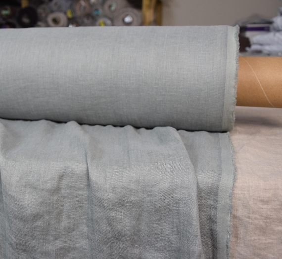 Fabric 100% Linen "Serena Desert Sage", Lightweight Thin 95gsm, Muted Gray-Green, Preshrunk, Drapy, for semi-sheer curtains, IN STOCK!