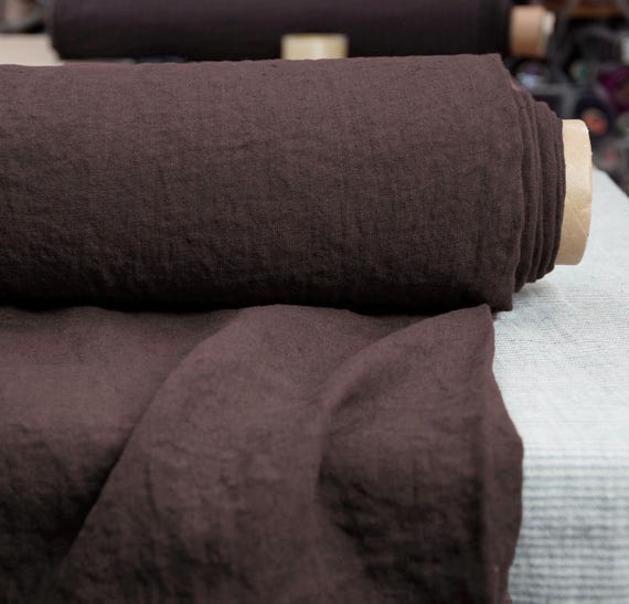 Linen Fabric - "Margarita Hot Fudge", Rich Brown-Reddish Tone, 200gsm (5.9oz), 100% Pure, Pantone 19-0913, Gorgeous Quality, out of STOCK!