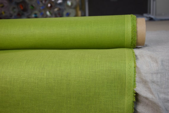 100% linen fabric "Nata Water-Pro Parrot Green" 280gsm. Greenery. Water-resistant. Water Proof. The last piece 1.10x1.45m=41"x58"!
