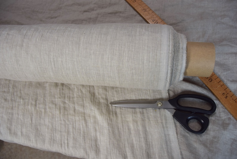 Pre-washed Pure linen fabric Aura Beige Melange 125gsm softened. Pale gray melange made from white and not dyed flax