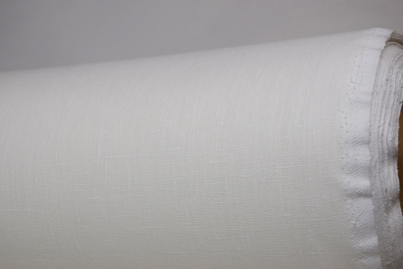 UV protected Pure linen fabric Luna Stiff-Tex Stark White 350gsm For window rollers and blinds Stiff-Tex finishing.