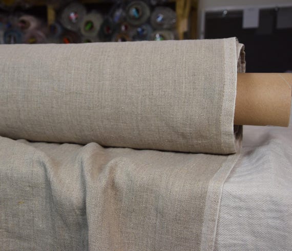 Linen Fabric "Luna Natural", Unbleached, Undyed Flax, Preshrunk, Heavyweight 290gsm (9oz), Densely Tightly Woven, Rustic Canvas, IN STOCK!