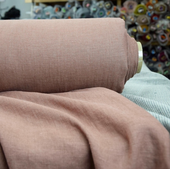 Linen fabric - "Gloria Reddish Nut" 200gsm (5.90oz/yd2). Pure 100% linen, pre-shrunk. Reddish-Brown, Reddish-Gray, Great Qality, IN STOCK!