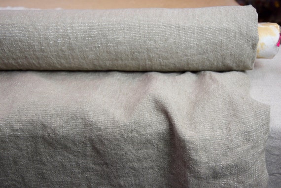 Fabric "Charlotte Indian Sand" 185gsm. Pure Linen with Lurex 3%. Beige with Subtle Silver Lurex. Preshrunk, Washed, Soft ,Drapy. IN STOCK.