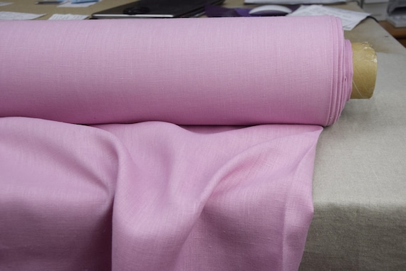 Pure 100% linen fabric Gloria Radiant Orchid. Medium weight 200gsm (5.6oz/yd2). Undertone: pink-lavender. Softened, Pre-shrunk. By the Yard.