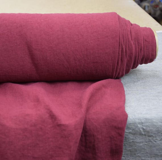 Pure 100% linen fabric "Gloria Red Dahlia" 200gsm/6oz. Pantone 19-1555 Vivid deep blackened red. Naturally Creased, Medium Weight, IN STOCK!