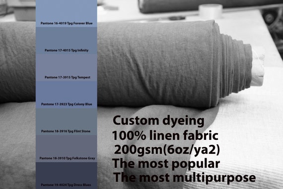 CUSTOM DYEING 100% linen fabric 200gsm (6oz/yd2). Gloria - the most popular linen fabric. Pantone gray-purple pallette No 8.