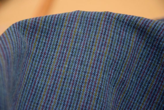 Linen/cotton Fabric "Mabela Blue Multicolor Tweed" 270gsm (8oz/yd2). Striped, Ceckered, Preshrunk. By The Yard. By The Merer. IN STOCK.