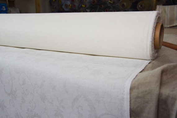 Temporarily OUT OF STOCK. Linen/cotton fabric 250gsm. Optical white. Jacquard impregnated. Water grease&mud repellent. Oilcloth.
