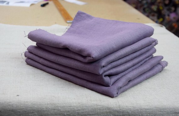 REMNANTS SALE!!! 100% linen fabric Gloria Dimmed Lilac 190gsm(5.8oz/yd2). Purple.