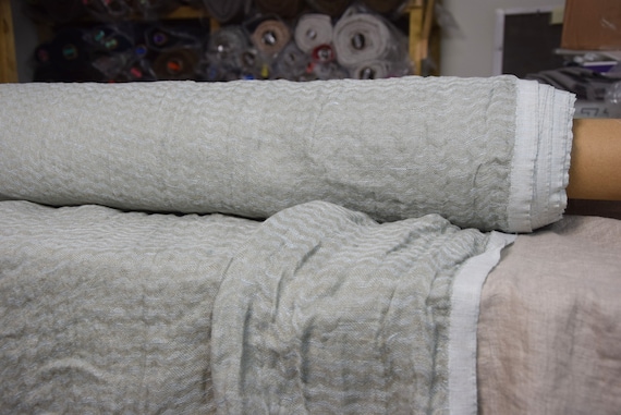 Pure 100% linen fabric Delta Misty Beige Chevron 140gsm (4.15oz/yd2). Washed-softened. Pre-shrunk. Naturally wrinkled.